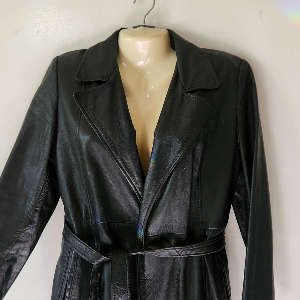 Vintage Belted Leather Coat